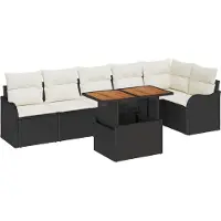 vidaXL Tuinbank Set 7 st 6-Aantal zitplaatsen Zwart en crème