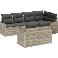 vidaXL Tuinbank Set 7 st Lichtgrijs Poly rattan