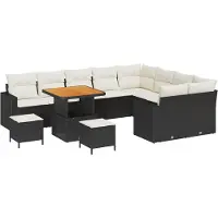 vidaXL Tuinbank Set 13 st 10-Aantal zitplaatsen Zwart en Crème