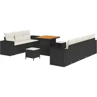 vidaXL Tuinbank Set 10 st 9-Aantal zitplaatsen Zwart en Crème