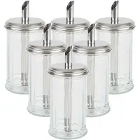 Home Deco Factory Suikerpot - 6x - 275 gram - glas/rvs metaal - transparant/zilver - 7 x 17 cm - luxe uitvoering