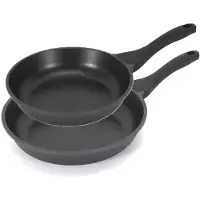 Cook Concept Koekenpan/hapjespan Cast Iron - 2x - Alle warmtebronnen - Zwart - 20 en 24 cm - gietijzer