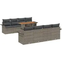 vidaXL Tuinbank Set 7 st Grijs poly rattan