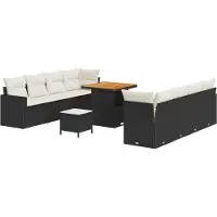 vidaXL Tuinbank Set 12 st 12-Aantal zitplaatsen Zwart en Crème