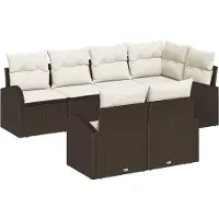 vidaXL Tuinbank Set 7 st Bruin en wit poly rattan