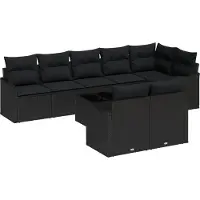 vidaXL Tuinbank Set 9 st Zwart poly rattan