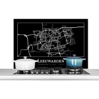 KitchenYeah Spatscherm keuken 100x65 cm - Kookplaat achterwand Stadskaart - Leeuwarden - Kaart - Plattegrond - Muurbeschermer - Spatwand fornuis - Hoogwaardig aluminium