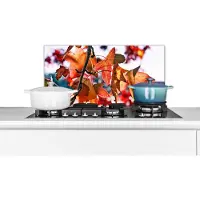 KitchenYeah Spatscherm keuken 60x30 cm - Kookplaat achterwand Esdoorn - Bladeren - Landelijk - Herfst - Muurbeschermer - Spatwand fornuis - Hoogwaardig aluminium
