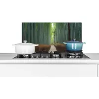 KitchenYeah Spatscherm keuken 70x30 cm - Kookplaat achterwand Bamboe - Pad - Bos - Muurbeschermer - Spatwand fornuis - Hoogwaardig aluminium