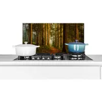 KitchenYeah Spatscherm keuken 60x30 cm - Kookplaat achterwand Bos - Natuur - Bomen - Landschap - Bladeren - Muurbeschermer - Spatwand fornuis - Hoogwaardig aluminium