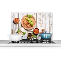 KitchenYeah Spatscherm keuken 80x55 cm - Kookplaat achterwand Pasta - Basilicum - Groente - Muurbeschermer - Spatwand fornuis - Hoogwaardig aluminium
