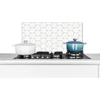 KitchenYeah - Spatscherm - Patronen - Design - Lijn - Zwart - Wit - 70x30 cm