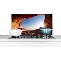KitchenYeah - Spatscherm keuken - Keuken achterwand - Grot - Woestijn - Zon - Landschap - Spatscherm - 90x45 cm - Spatwand - Keuken - Muurbeschermer