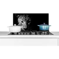 KitchenYeah Spatscherm keuken 70x30 cm - Kookplaat achterwand Panter - Wilde dieren - Zwart wit - Dieren - Muurbeschermer - Spatwand fornuis - Hoogwaardig aluminium