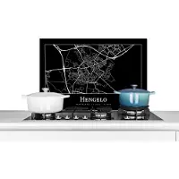 KitchenYeah Spatscherm keuken 70x50 cm - Kookplaat achterwand Hengelo - Stadskaart - Kaart - Plattegrond - Muurbeschermer - Spatwand fornuis - Hoogwaardig aluminium