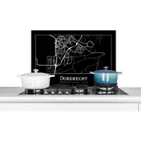 KitchenYeah Spatscherm keuken 70x50 cm - Kookplaat achterwand Kaart - Dordrecht - Plattegrond - Stadskaart - Muurbeschermer - Spatwand fornuis - Hoogwaardig aluminium