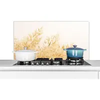 KitchenYeah Spatscherm keuken 100x50 cm - Kookplaat achterwand Pampasgras - Zon - Gras - Muurbeschermer - Spatwand fornuis - Hoogwaardig aluminium