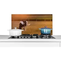 KitchenYeah Spatscherm keuken 80x40 cm - Kookplaat achterwand Koe - Zon - Dieren - Muurbeschermer - Spatwand fornuis - Hoogwaardig aluminium