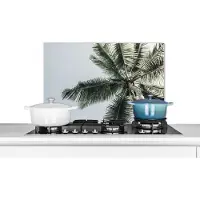 KitchenYeah Spatscherm keuken 70x50 cm - Kookplaat achterwand Palmboom - Tropical - Zomer - Muurbeschermer - Spatwand fornuis - Hoogwaardig aluminium