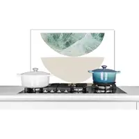 KitchenYeah Spatscherm keuken 70x50 cm - Kookplaat achterwand Geometrische vormen - Minimalisme - Pastel - Muurbeschermer - Spatwand fornuis - Hoogwaardig aluminium