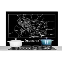 KitchenYeah Spatscherm keuken 120x80 cm - Kookplaat achterwand Stadskaart - Deventer - Kaart - Plattegrond - Muurbeschermer - Spatwand fornuis - Hoogwaardig aluminium