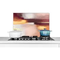 KitchenYeah Spatscherm keuken - Abstract - Pastel - Verf - Goud - Glitters - Achterwand keuken - Keuken - 70x50 cm - Spatwand