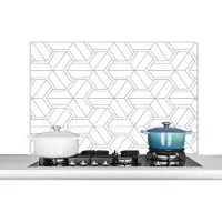 KitchenYeah - Spatscherm - Patronen - Design - Lijn - Zwart - Wit - 100x65 cm