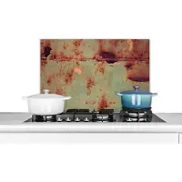 KitchenYeah Spatscherm keuken 70x50 cm - Kookplaat achterwand Vintage - Roest print - Staal - IJzer - Muurbeschermer - Spatwand fornuis - Hoogwaardig aluminium