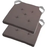 Stof Textile stoelkussen DUO - 2x - grijs - 38 x 38 x 4 cm - klittenband sluiting - zitkussens - binnen/buiten