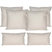 Anna's Collection Buiten of tuin sier kussens - 6x stuks - zand/beige - 2 maten - 30 x 50 cm / 45 x 45 cm - binnen/buiten