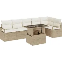 vidaXL Tuinset met 7 zitplaatsen, beige, van polyrotan