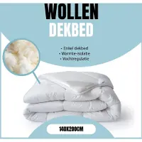 Linnick Wollen Enkel Dekbed - Enkel Dekbed - 140x200cm - 100% Zuivere Scheerwol - 100% katoen Tijk - Wollen Dekbed 140x200 - Eenpersoons - Dekbedden