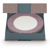 Pip studio Dinerbord Flower Festival Scallop Red Light Blue 26,5 cm (Set van 4)