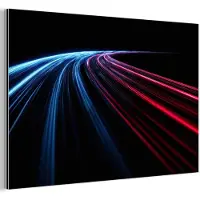 MuchoWow Aluminium schilderij 60x40 cm - Wanddecoratie metaal - Strepen - Gebogen - Blauw - Metalen muurdecoratie woonkamer - Decoratie industrieel - Foto op dibond - Industriële accessoires slaapkamer