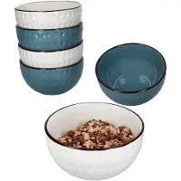 MamboCat Set van 6 ROME wit & blauw steengoed graankommen voor 6 personen - 3x 24323286 & 3x 24323262