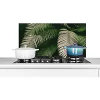 KitchenYeah Spatscherm keuken 90x45 cm - Kookplaat achterwand Palmbladeren - Zomer - Tropisch - Muurbeschermer - Spatwand fornuis - Hoogwaardig aluminium
