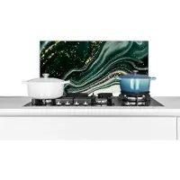 KitchenYeah Spatscherm keuken 70x30 cm - Kookplaat achterwand Marmerlook - Goud - Groen - Glitter - Design - Marmer print - Muurbeschermer - Spatwand fornuis - Hoogwaardig aluminium