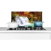 KitchenYeah Spatscherm keuken 60x30 cm - Kookplaat achterwand Herfst - Waterval - Natuur - Muurbeschermer - Spatwand fornuis - Hoogwaardig aluminium
