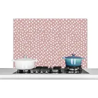 KitchenYeah - Spatscherm keuken - Roze - Wit - Stippen - Patroon - Design - Keuken - Spatwand - Achterwand - Spatscherm - 100x65 cm
