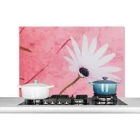 KitchenYeah Spatscherm keuken 100x65 cm - Kookplaat achterwand Bloemen - Roze - Vintage - Muurbeschermer - Spatwand fornuis - Hoogwaardig aluminium