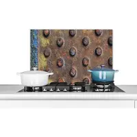 KitchenYeah Spatscherm keuken 70x50 cm - Kookplaat achterwand Industrieel - Diamantplaat - Roest print - Muurbeschermer - Spatwand fornuis - Hoogwaardig aluminium
