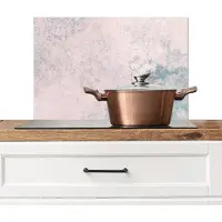 KitchenYeah Spatscherm keuken 70x50 cm - Kookplaat achterwand Cement - Beton print - Retro - Industrieel - Wit - Blauw - Muurbeschermer - Spatwand fornuis - Hoogwaardig aluminium
