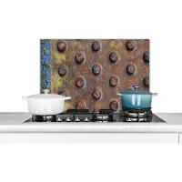 KitchenYeah Spatscherm keuken 70x50 cm - Kookplaat achterwand Industrieel - Diamantplaat - Roest print - Muurbeschermer - Spatwand fornuis - Hoogwaardig aluminium