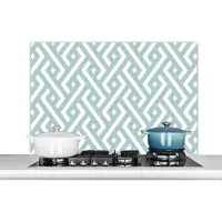 KitchenYeah Spatscherm - Patronen - Keuken - Lijn - Groen - Wit - 100x65 cm - Achterwand keuken