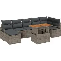 vidaXL Tuinbank Set 8 st Grijs Poly rattan
