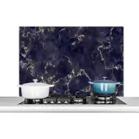 KitchenYeah Spatscherm keuken 100x65 cm - Kookplaat achterwand Marmer - Goud Agaat - Muurbeschermer - Spatwand fornuis - Hoogwaardig aluminium