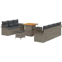 vidaXL Tuinbank Set 10 st 9-Aantal zitplaatsen Grijs