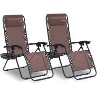 SereneLife Ligstoel set van 2 – Verstelbare Tuinstoel– Inklapbare Relaxstoel met Verwijderbare Kussens
