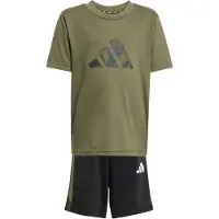 Adidas Trainingspak 'Train Essentials' antraciet / olijfgroen / zwart / wit