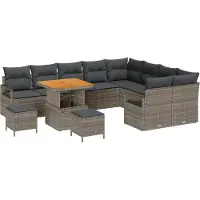 vidaXL Tuinbank Set 12 st 11-Aantal zitplaatsen Grijs